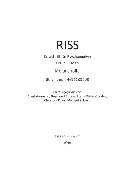 RISS Nr. 50 - Melancholie - Turia + Kant