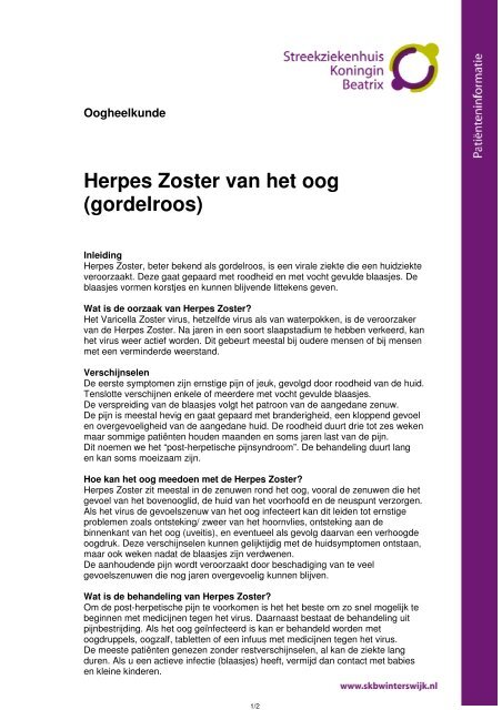 Herpes Zoster van het oog (gordelroos)