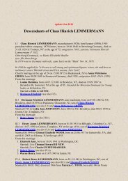 Descendants of Claus Hinrich LEMMERMANN