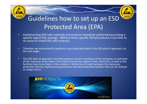 Guidelines how to set up an ESD Protected Area (EPA)