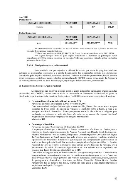 ARQUIVO NACIONAL RELATÓRIO DE GESTÃO DO EXERCÍCIO DE 2008