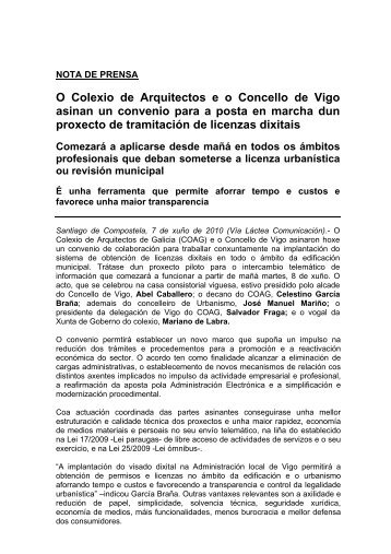 O Colexio de Arquitectos e o Concello de Vigo asinan un convenio ...