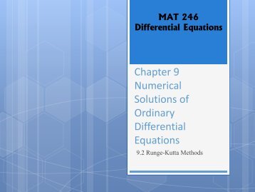 Chapter 9 Numerical Solutions of Ordinary Differential Equations