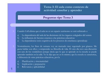 Preguntas tipo Tema 3 Tema 3: El aula como contexto de actividad ...