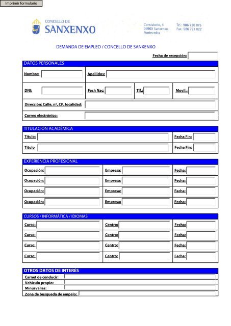 PDF] Formulario de inscripción en la Bolsa de Empleo