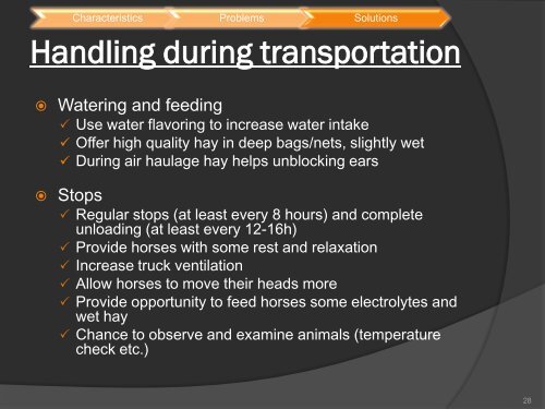 Problems and solutions to horse transportation - Animal ...