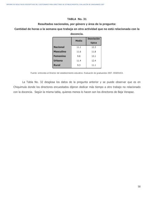 informe de resultados descriptivos del cuestionario para ... - Mineduc