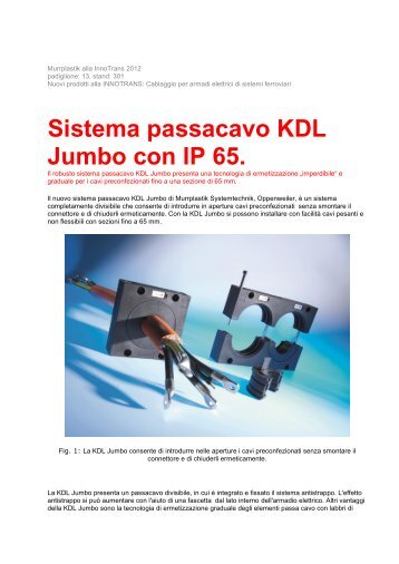Sistema passacavo KDL Jumbo con IP 65. - Murrplastik Systemtechnik