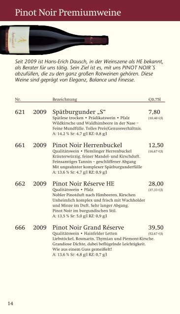 WEINGUT BERNHARD KOCH WEINE UND PREISE 1/2012