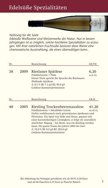 WEINGUT BERNHARD KOCH WEINE UND PREISE 1/2012