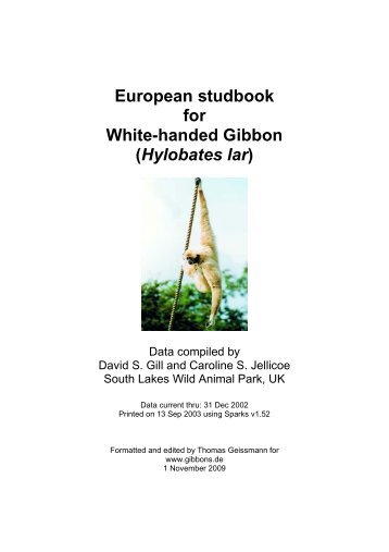 European studbook for White-handed Gibbon (Hylobates lar)
