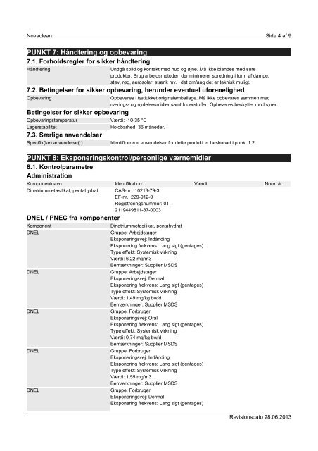 SIKKERHEDSDATABLAD Novaclean