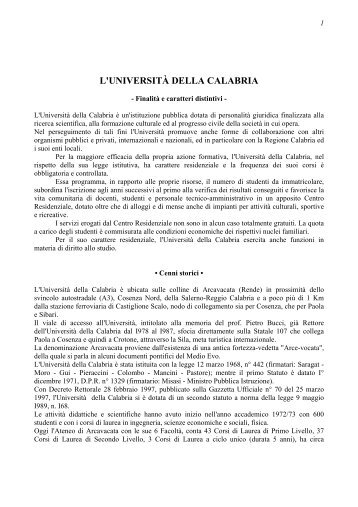 L'UNIVERSITÀ DELLA CALABRIA