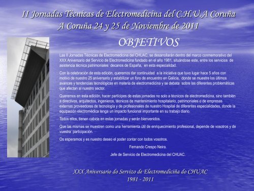 II Jornadas Técnicas de Electromedicina del C.H.U.A Coruña