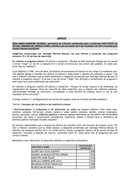 Anuncio Rosa Mara A Barreiro A Lvarez Novas De Noia