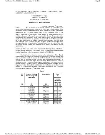 Notification No. 46/2011-Customs - Corporate Law Reporter