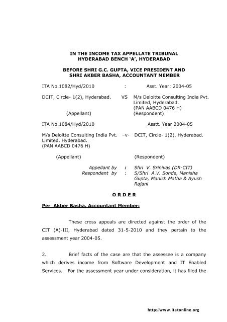 DCIT vs. Deloitte Consulting India Pvt. Limited (ITAT Hyderabad)