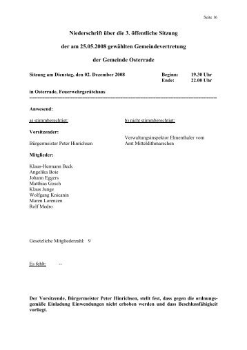 3. öffentliche Sitzung vom 02.12.2008 - Amt Mitteldithmarschen