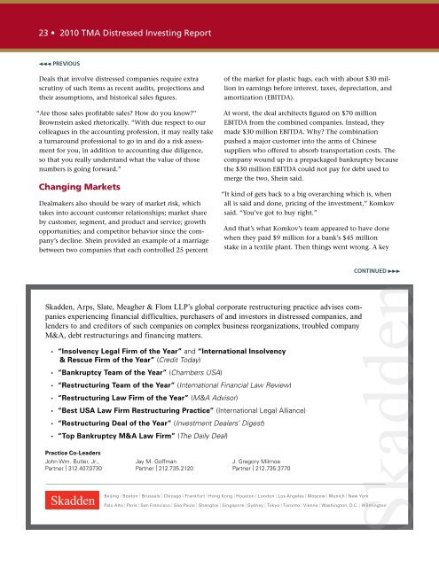 Distressed Investing Report - Turnaround Management Association