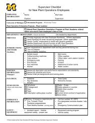 Supervisor Checklist for New Plant Operations Employees