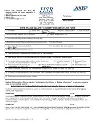 CORE TRAVEL BLANKET ACCIDENT/SICKNESS CLAIM FORM