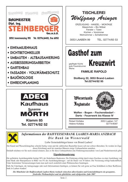 GEMEINDEZEITUNG - 34 - Dezember 2006 (1,9 MB) - Brand-Laaben