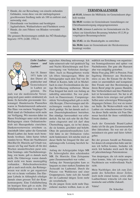 GEMEINDEZEITUNG - 34 - Dezember 2006 (1,9 MB) - Brand-Laaben