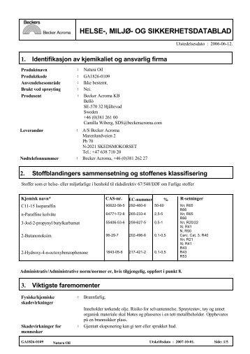 8430 Natura Oil (Norwegian (BokmÃ¥l) (NO)) BA SDS ... - Sandtec AS