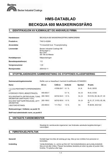 HMS-DATABLAD BECKQUA 600 MASKERINGSFÄRG