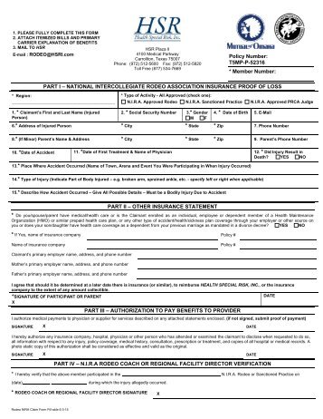 2014 Proof of Loss / Claim Form - National Intercollegiate Rodeo ...