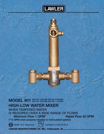 HIGH-LOW WATER MIXER - Lawler Thermostatic Mixing Valves