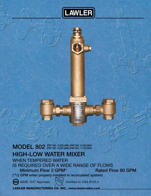 MODEL 802 HIGH-LOW WATER MIXER