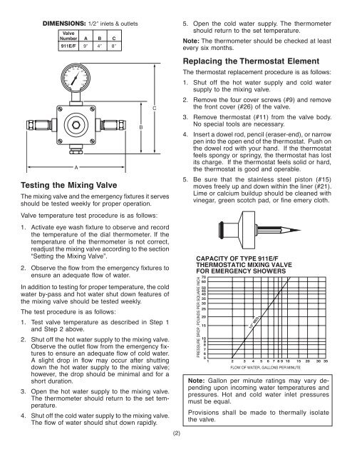 Series 911 E/F Emergency Eye Wash Valve