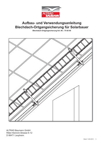 Aufbau- und Verwendungsanleitung Blechdach-Ortgangsicherung für