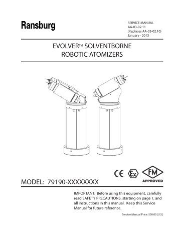 EVOLVER SOLVENTBORNE ROBOTIC ATOMIZERS MODEL 79190-XXXXXXXX