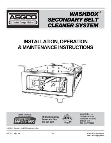 WASHBOX SECONDARY BELT CLEANER SYSTEM