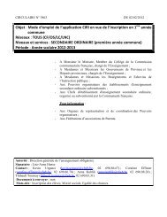 CIRCULAIRE NÂ° 3863 - Enseignement en CommunautÃ© franÃ§aise