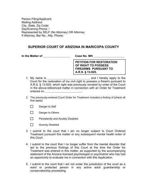 SUPERIOR COURT OF ARIZONA IN MARICOPA COUNTY