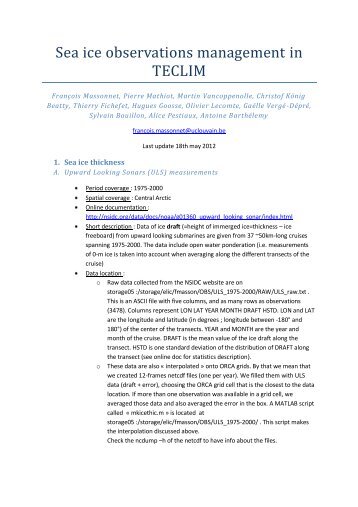 Sea ice observations management in TECLIM