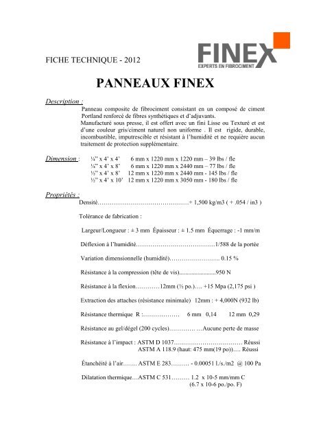 PANNEAUX FINEX