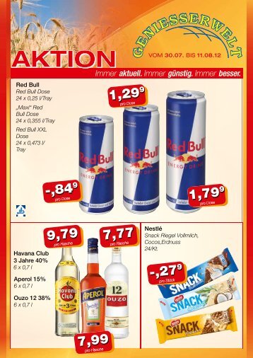 Nestlé Havana Club 3 Jahre 40%  Aperol 15% Ouzo 12 38% Red Bull