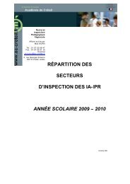SECTEURS D’INSPECTION DES IA-IPR ANNÉE SCOLAIRE 2009 – 2010