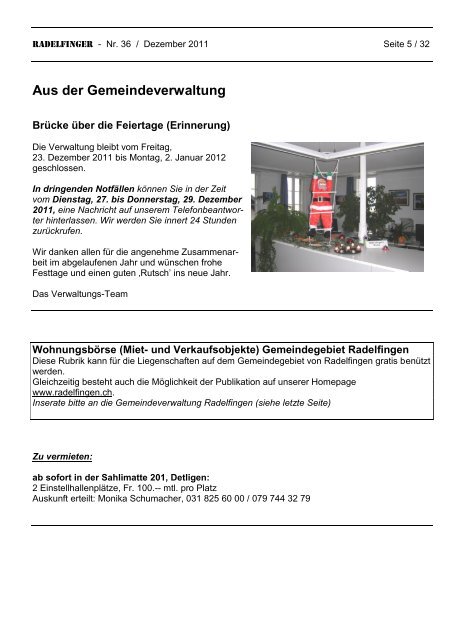 Aus dem Gemeinderat - Gemeinde Radelfingen