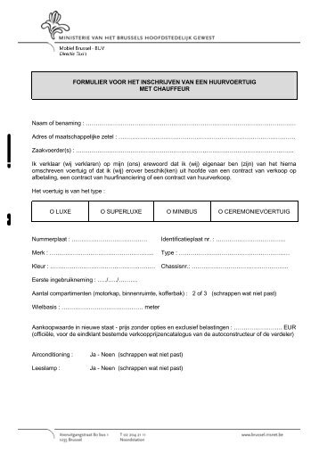 FORMULIER VOOR HET INSCHRIJVEN VAN EEN ...