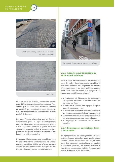 Revêtements des aménagements cyclables