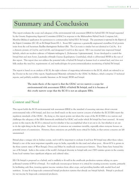 Bt Brinjal The scope and adequacy of the GEAC environmental risk assessment