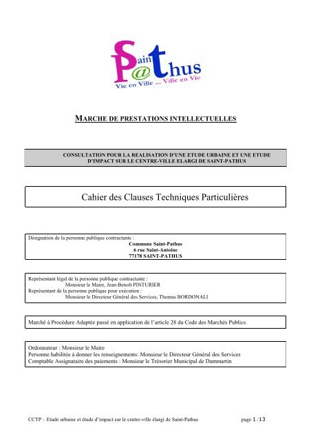 Cahier des Clauses Techniques Particulières