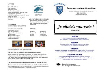 Livret ESMB 11-12 pages 1 à 8 - École secondaire Mont-Bleu