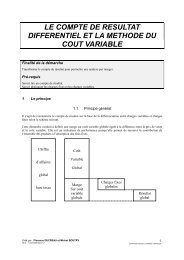 LE COMPTE DE RESULTAT DIFFERENTIEL ET LA METHODE DU COUT VARIABLE