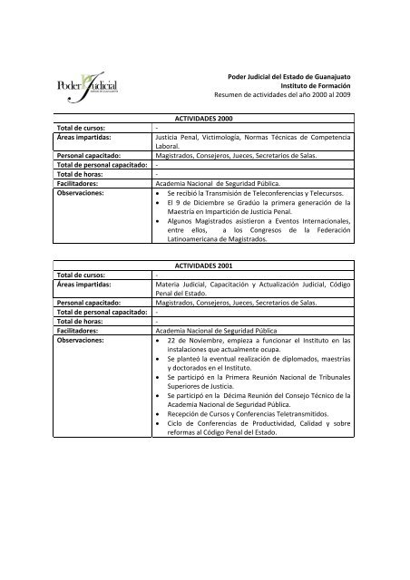 Poder Judicial del Estado de Guanajuato Instituto de FormaciÃ³n ...